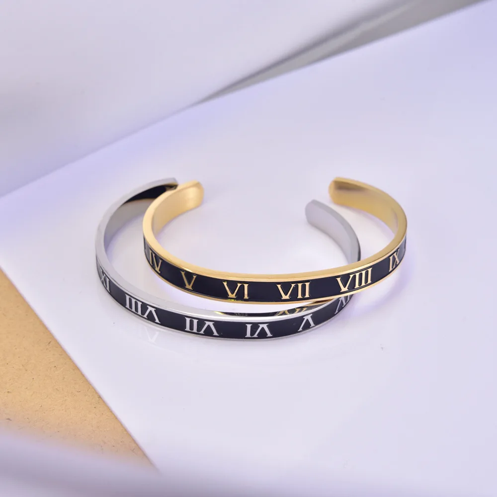 Мужской открытый Римский браслет из нержавеющей стали типа C ювелирные