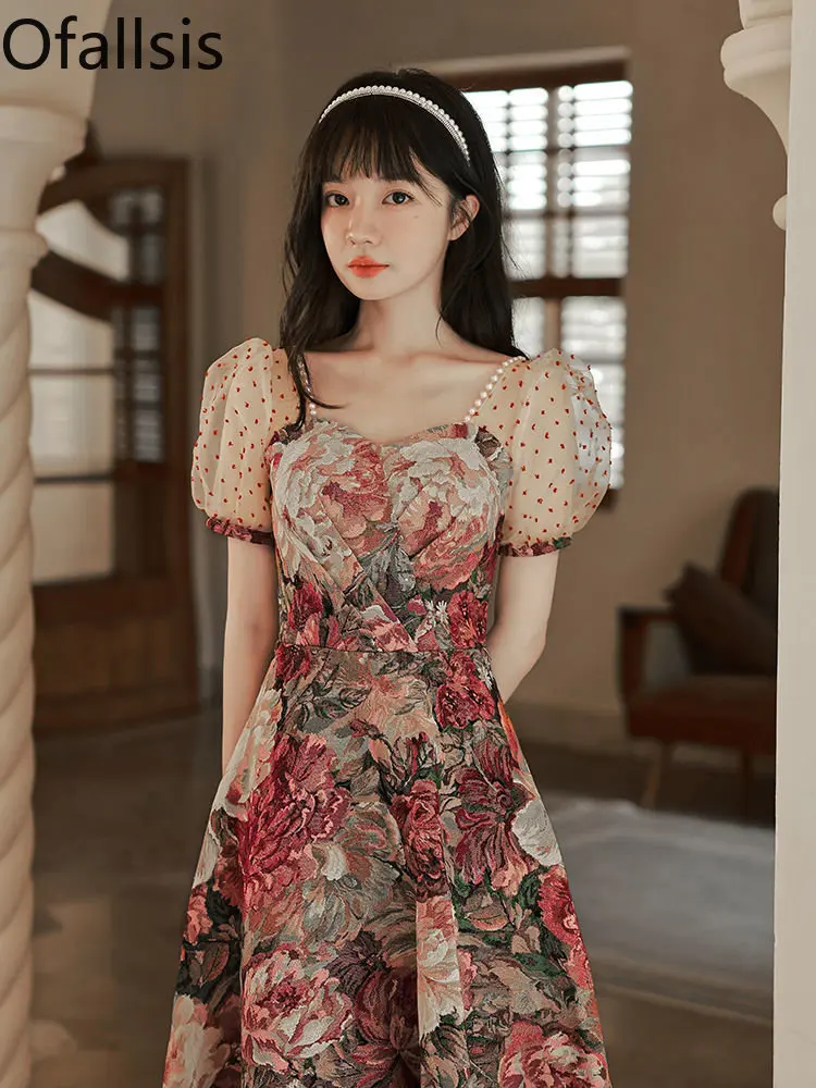 

Женское вечернее жаккардовое платье Ofallsis, платье в горошек с квадратным вырезом, роскошное обручальное платье для невесты, лето 2023