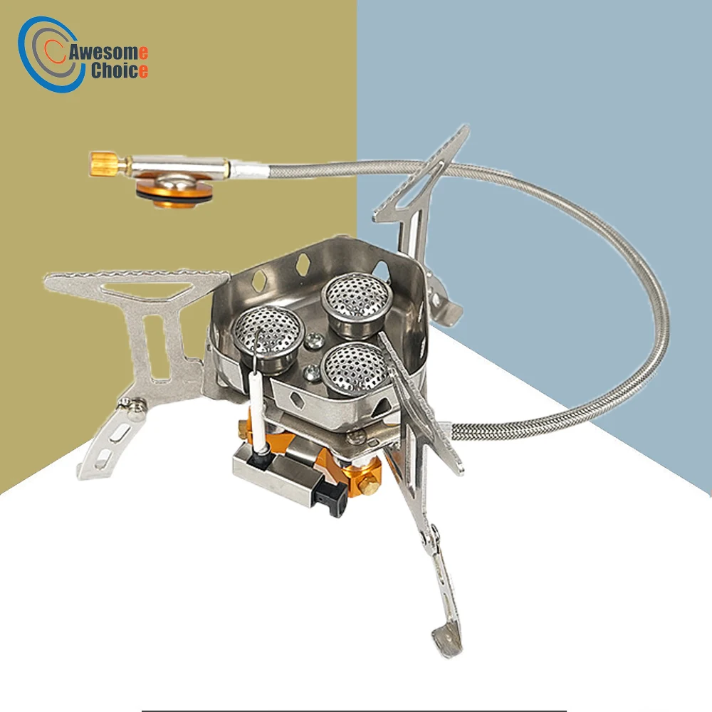 

5800W 3 Burners Camping Gas Stove Foldable Piezo Ignition Lightweight Windproof Backpacking Stove Outdoor Sport Cooking Stove