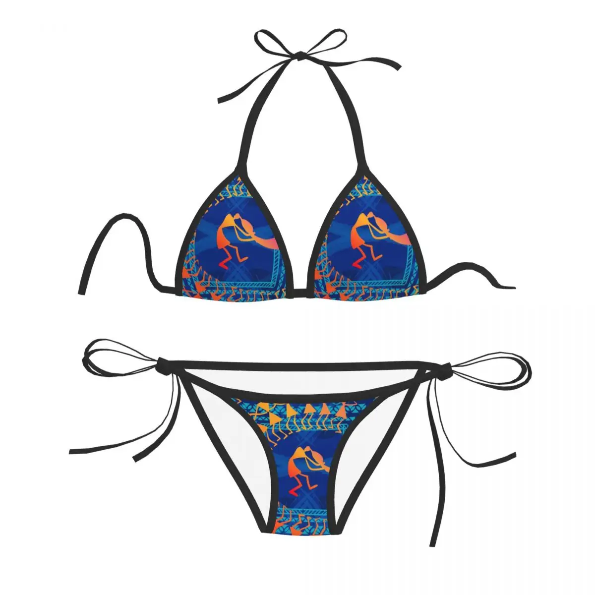 

Sexy Brazilian Thong Bikini Mujer Swimwear Women 2023 Traditional Ancient Tribal Art India Summer Beachwear