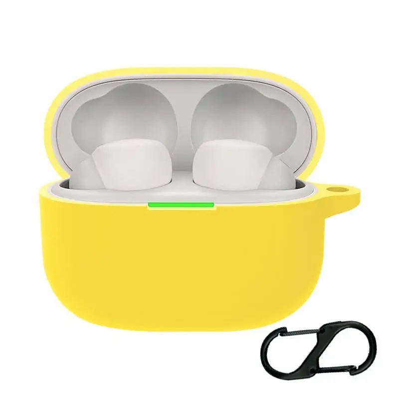 

Soft Silicone Shell Earphone Case For Sony LinkBud S Wireless Earbuds Cases Anti Dust Protective Cover With Metal Carabiner