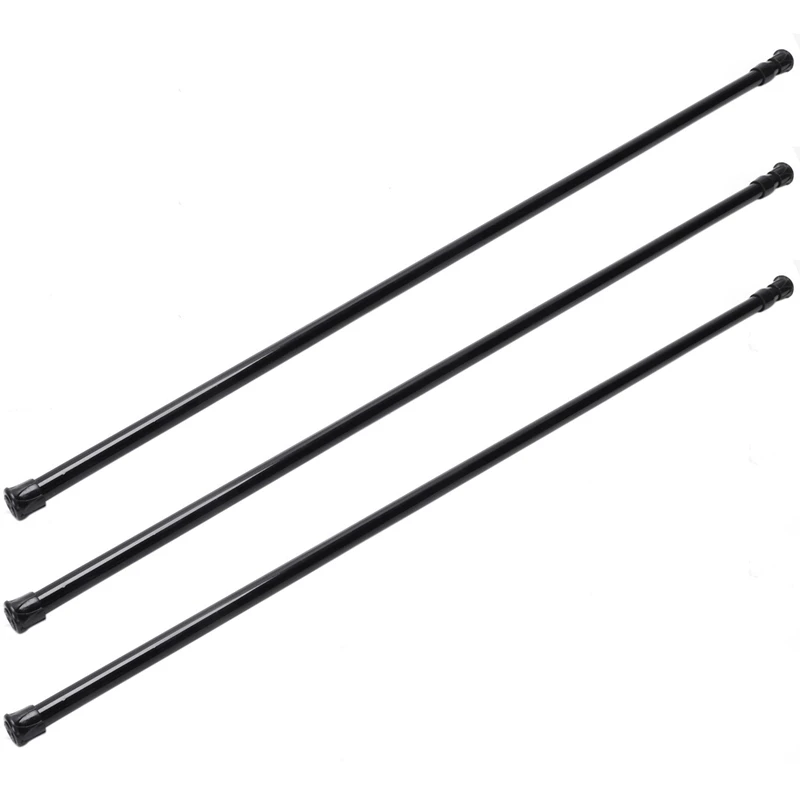 

3X Extendable Telescopic Spring Loaded Net Voile Tension Curtain Rail Pole Rods,70-120Cm,Black