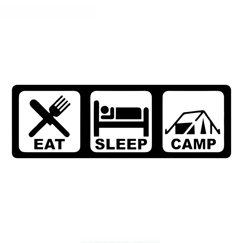 

13cm Warning Car Sticker Eat Sleep Camp Car Waterproof Auto Decors Funny PVC Car Decoration Accessories Decals