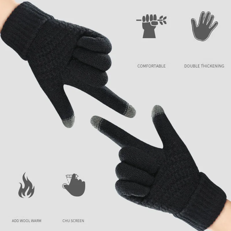 

Winter touch screen gloves for men's imitation cashmere thickened gloves for women's fashionable warmth keeping couples gloves