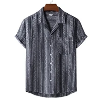 2022 men clothing hawaiian shirt retro shirts cuban collar short sleeve stripe shirt beach tops camisa masculina fast shipping