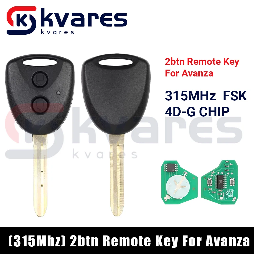Фото СЕРАЗОВЫЕ для Toyota AVANZA 2016 2017 2018 с чипом G, без маркировки, 2 кнопки, дистанционный ключ от автомобиля, брелок 315 МГц №1
