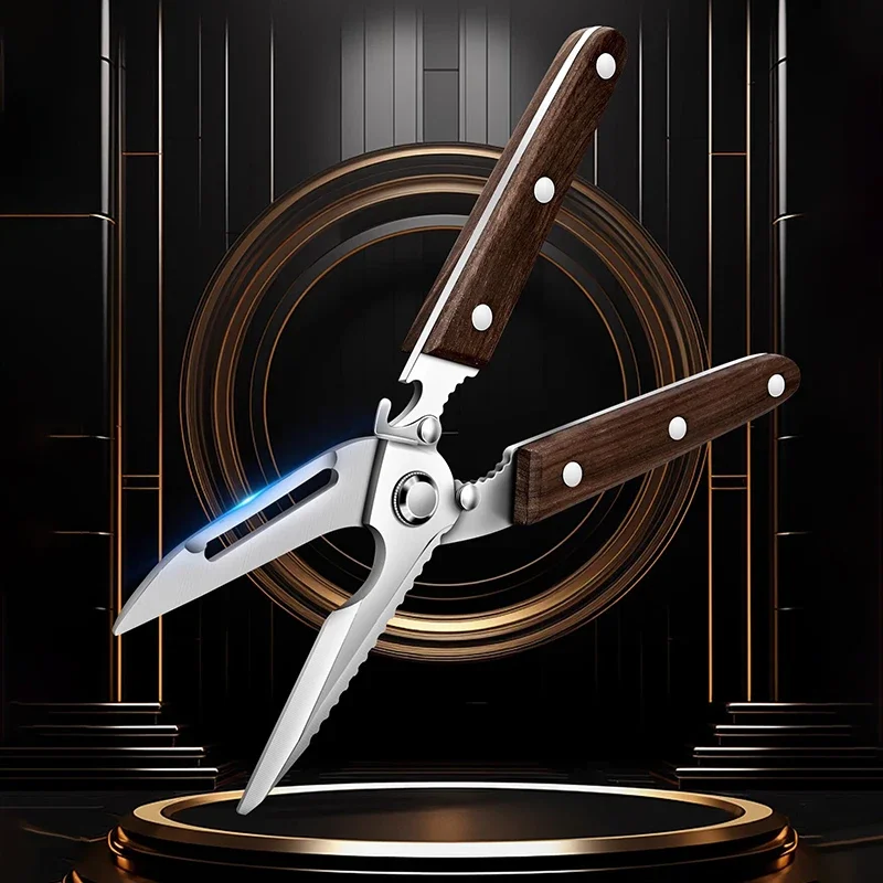 

Кухонные Ножницы Премиум-класса С Деревянной Ручкой, Мощные Ножницы Для Резки Курицы