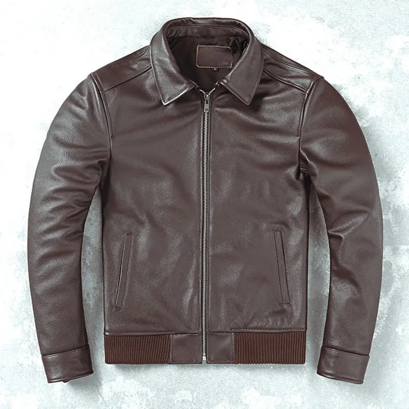 

2022 Spring Autumn Men New Genuine Cowhide Leather Jacket Female Short Casual Coats Mens Real Leather Outwear Ropa De Hombre W33