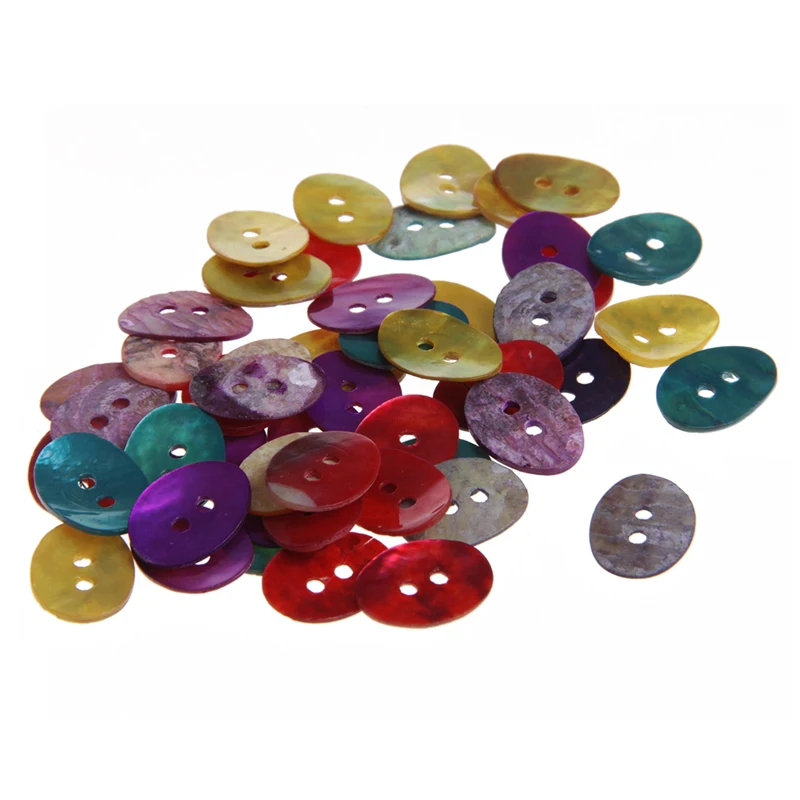 

50 Pcs Oval Buttons 15x11mm 2 Holes Mother of Pearl Shell DIY Sewing Craft Drop Shipping