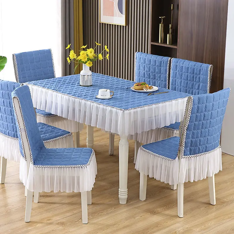 

Modern Simple Rectangular Dining Tablecloths Chair Cover Solid Color Lace Chair Cushion Home Chair Cover Seat Cushion Backrest