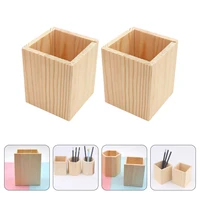 2pcs stationery container wood pen pencil holder wooden makeup brush holder wooden kitchen utensil holder pencil box