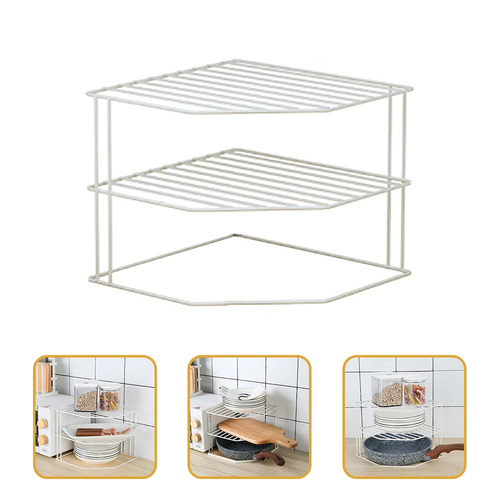 

Rack Organizer Kitchen Shelf Corner Seasoning Cabinet Dish Storage Countertop Holder Drainer Jar Plate Drying Tier Bottle