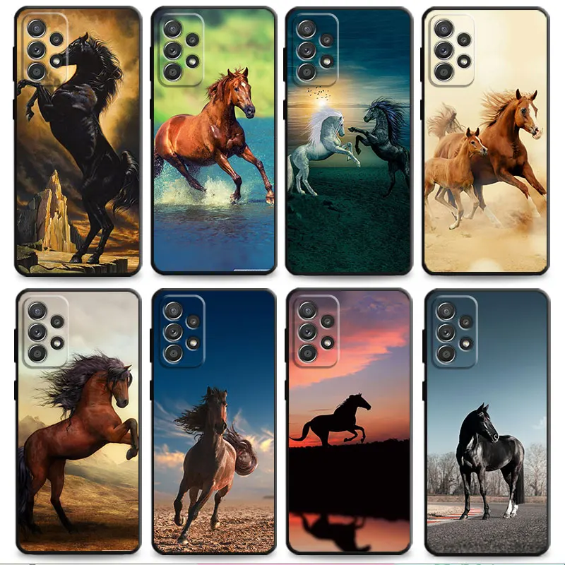 

For Samsung A13 5G A51 A12 A53 A52 A32 4G A21s A31 A33 A41 A23 A73 A22 A11 A72 A71 A52s Running Horses Animal Funda Print