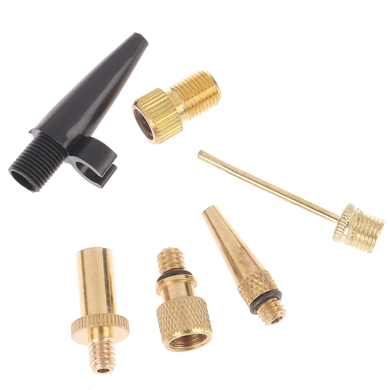 

6pcs/set Bicycle Valve Adaptors For Road & MTB Bike Tire Pump Copper Inflator Pump Nozzle Kit Presta Schrader Valve Adapter Tube