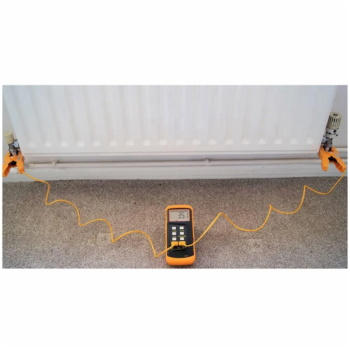 Цифровой термопарный термометр типа K (-50-1300 ° C) Двухканальный 2 хомута для труб