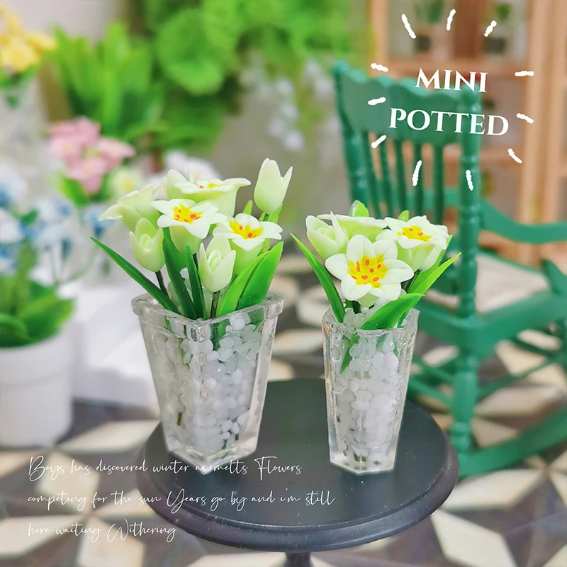 Миниатюрное растение в горшке для декоративного украшения кукольного домика