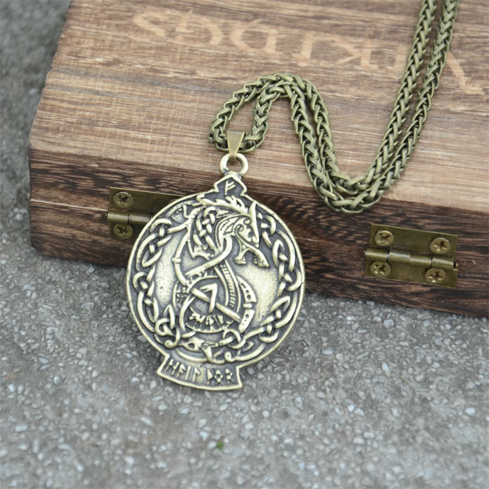 Двухсторонний дракон норвежский кулон Runes ювелирные изделия колье с кулоном в