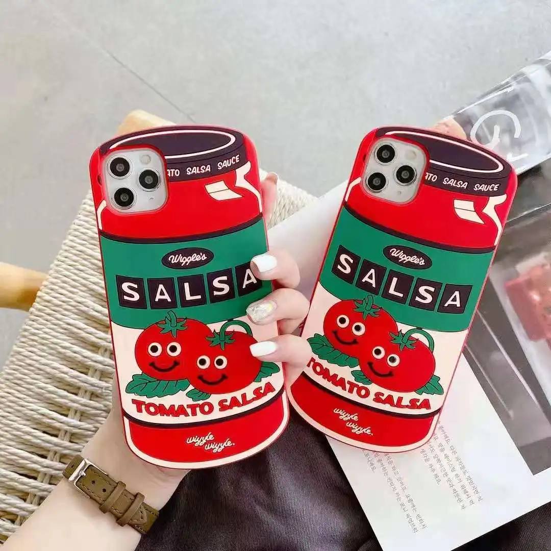 

Luxury New Tomato Salsa Phone Case for Iphone 12mini 12pro Promax 11 SE Xs Xr 8G 7G 7Plus Diamond-shaped Gradual Checkere Cover