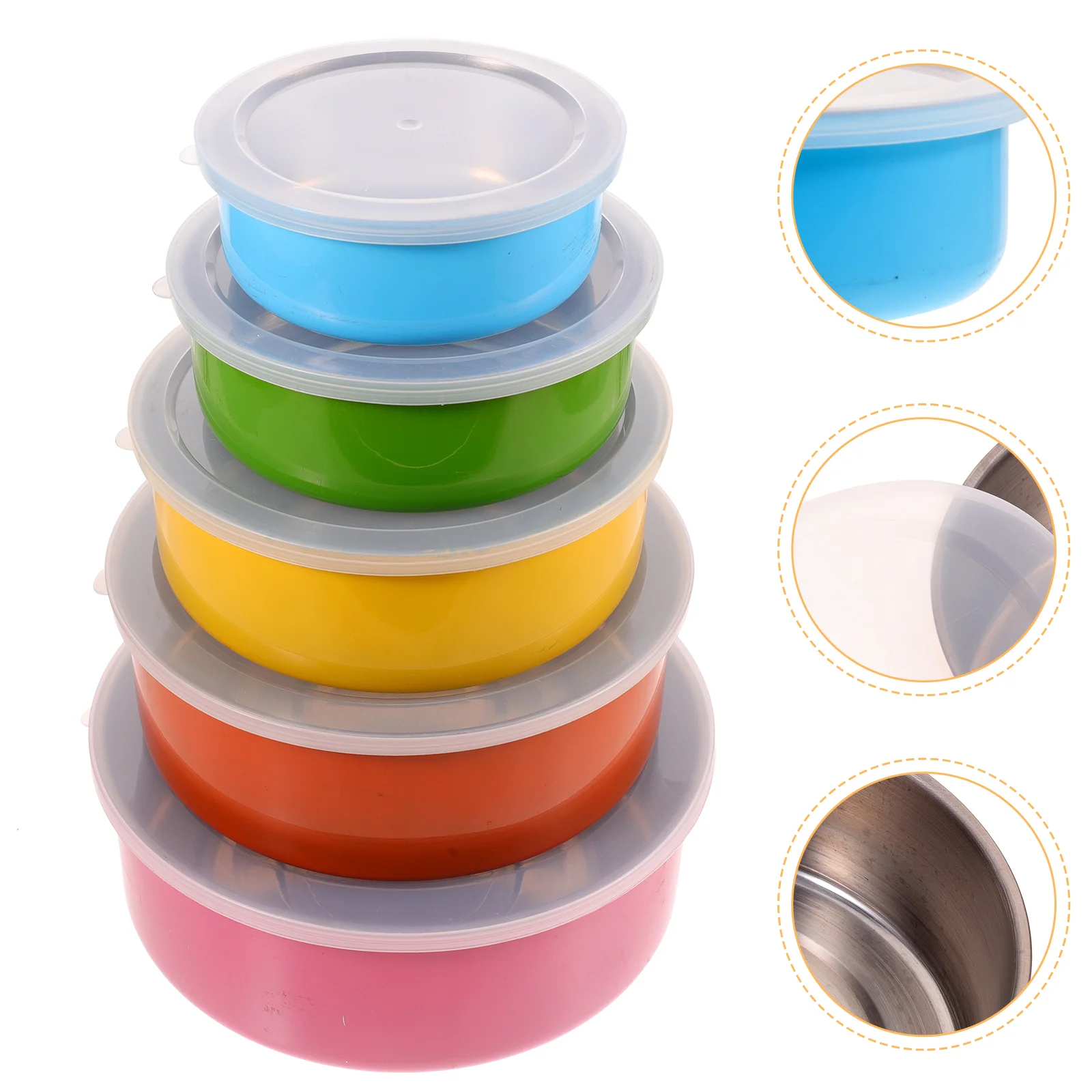 

5Pcs Metal Safe Serving Reusable Stainless Steel Bowl Stainless Steel Bowls Mixing Bowls for Serving Home Storage