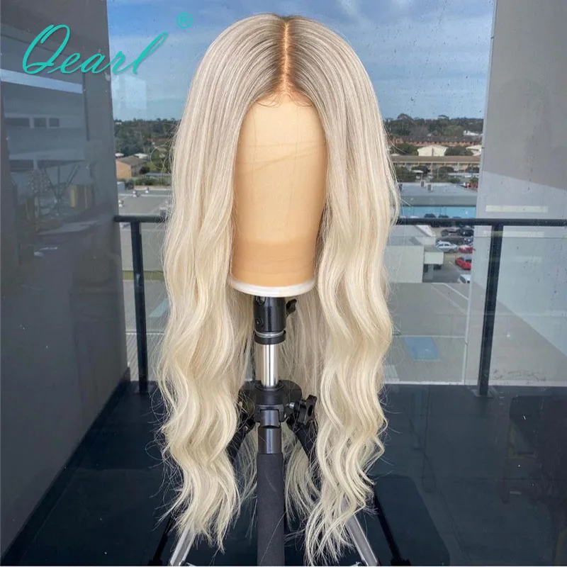Platinum Ash Blonde Human Hair Full Lace Wig Transparent Clear Natural Wave Lace Frontal Wigs Bleached Knots Brazilian Remy 150%