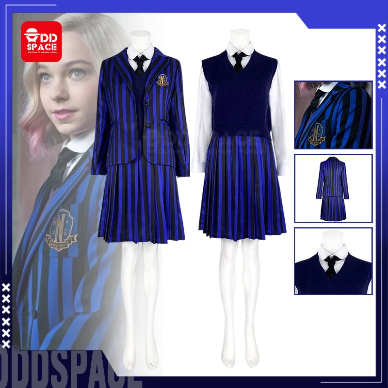 

Wednesday Addams Cosplay Costume Tv Wednesday Costume Uniform Colleges And Universities New Bule Uniform Suit Christmas Gifts