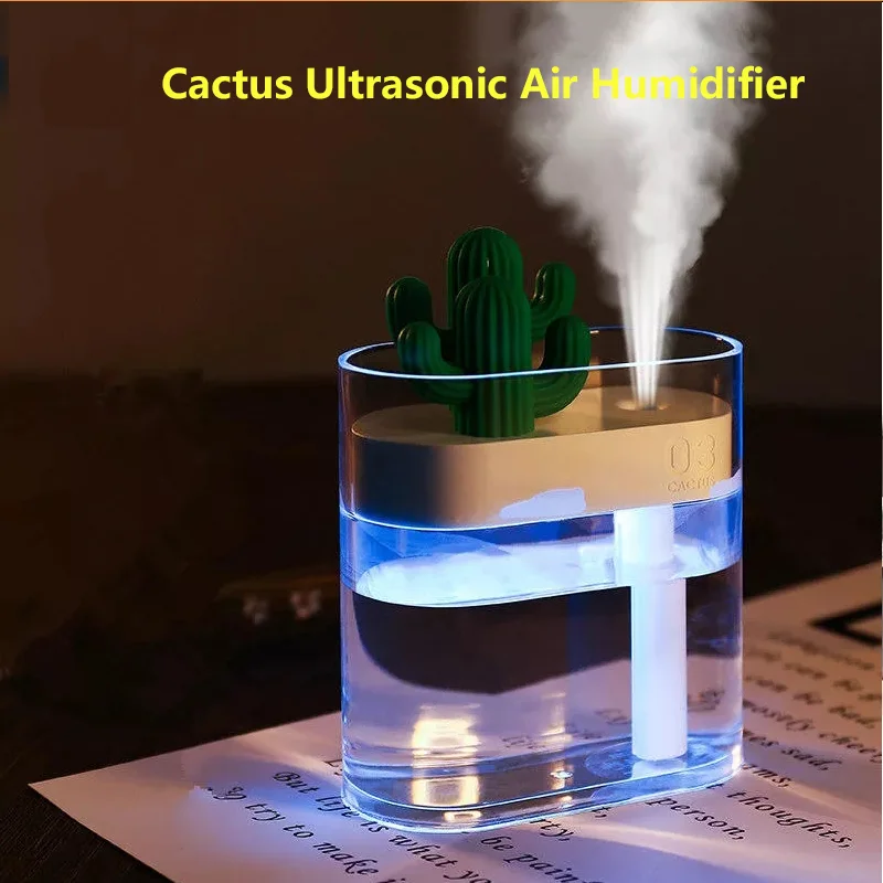 

Sothing 319 Clear Cactus Ultrasonic Air Humidifier 160ML Color Light USB Air Purifier Water Atomizer Anion Mist Maker