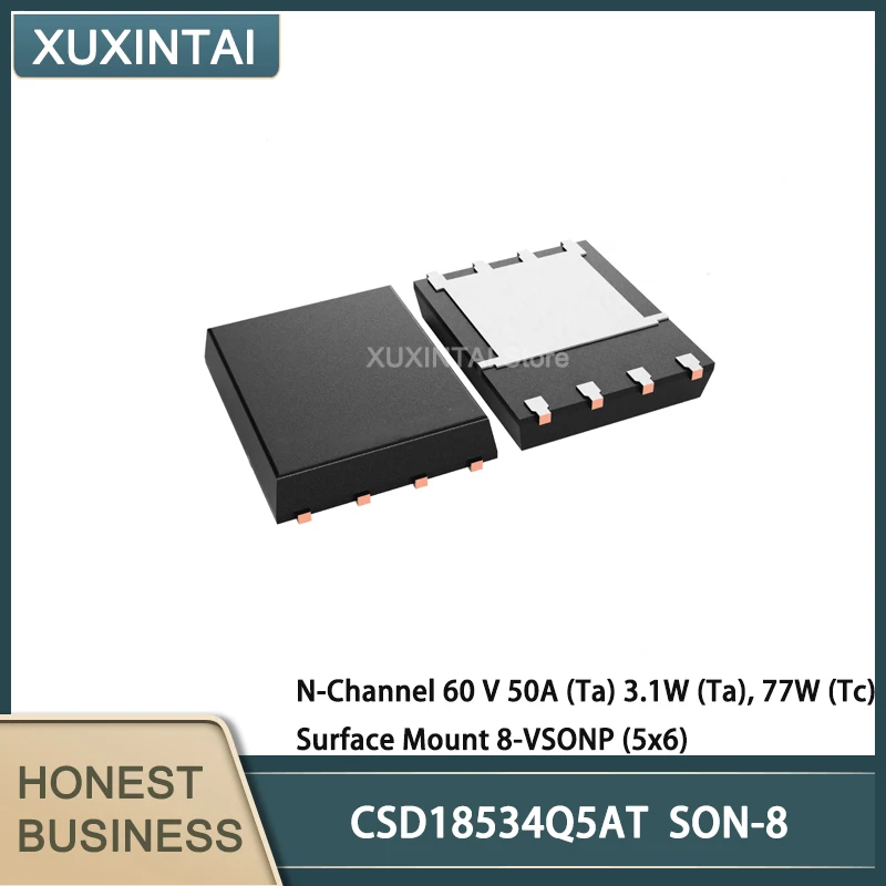 

20Pcs/Lot CSD18534Q5AT CSD18534 N-Channel 60 V 50A (Ta) 3.1W (Ta), 77W (Tc) Surface Mount 8-VSONP (5x6)