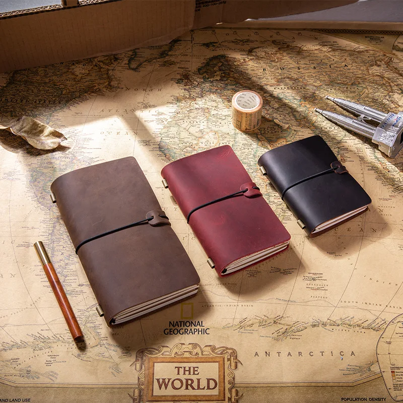 Manual Traveler's Notebook Manual Account Book Crazy Horse Leather Travel Journal Notebook High-end Diary