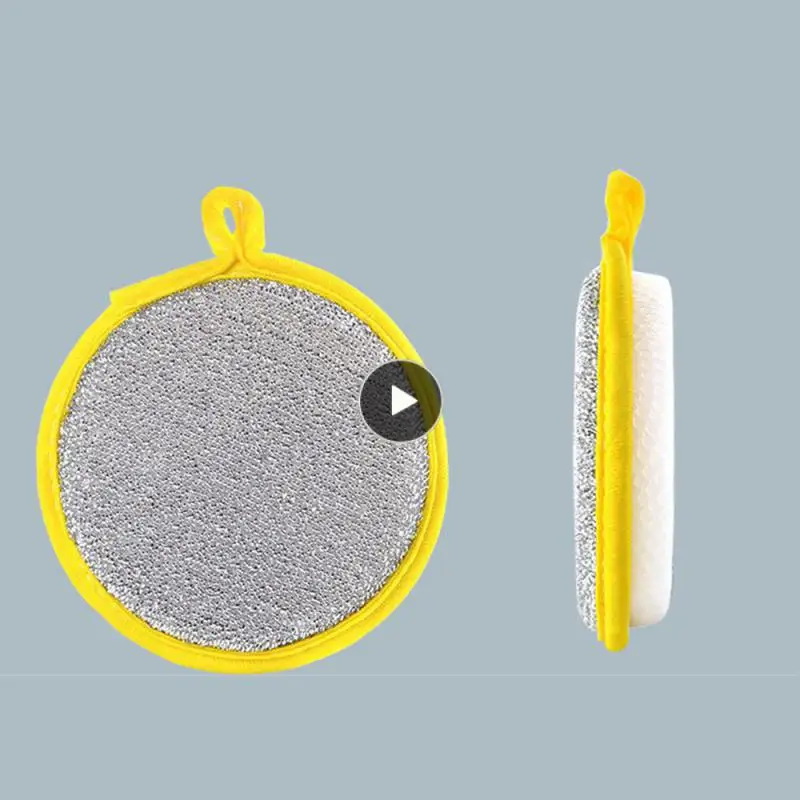 

Dishwashing Towel Solid Color Decontamination Cleaning Towel Ingot Anti-oil Round Rag Sponge Dishwashing Rag Kitchen Accessories