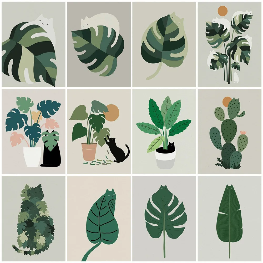 

HUACAN Coloring By Number Leaf Drawing On Canvas Handpainted Gift Oil Painting Plant Still Life DIY Frame Home Decoration