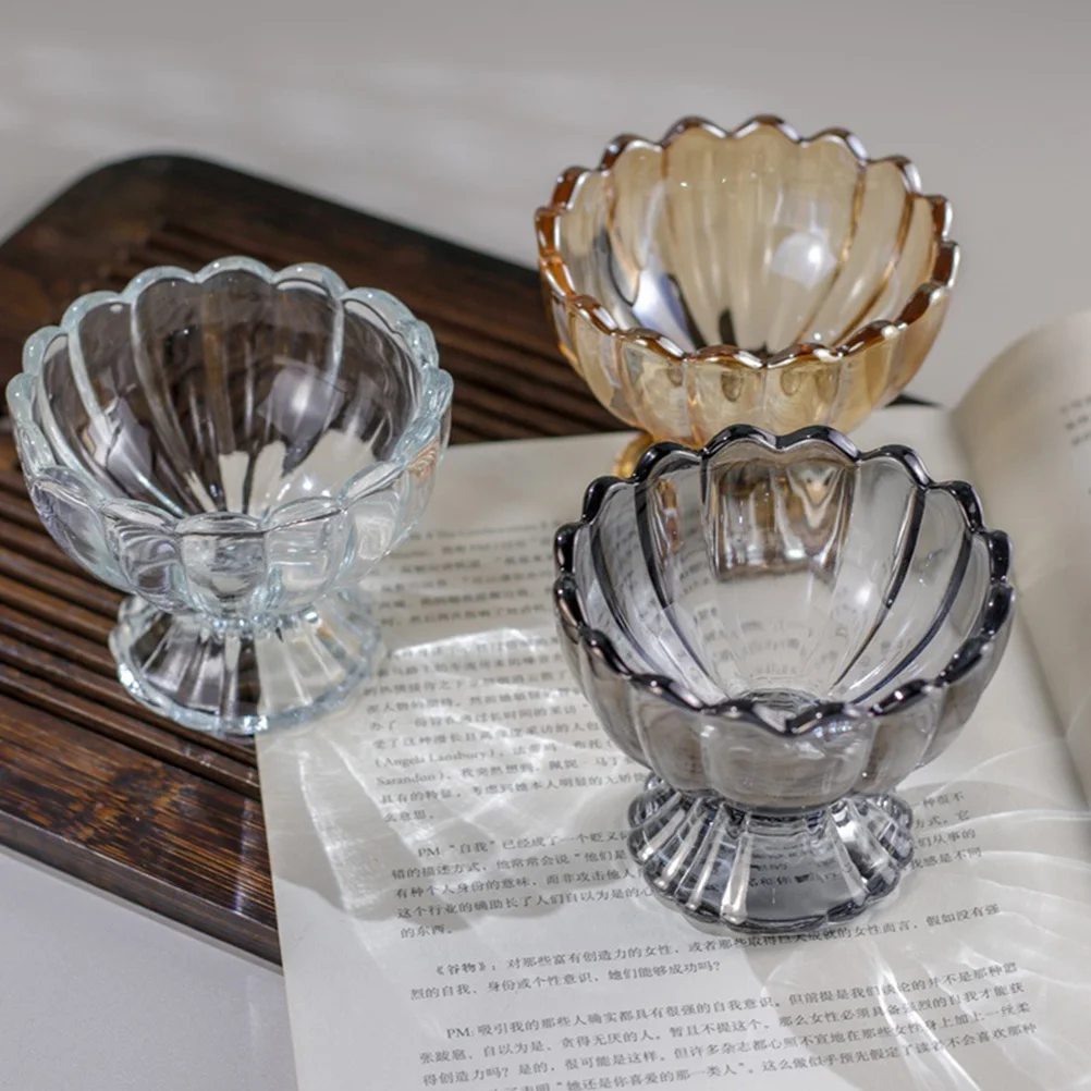 

Decorative Glass Ice Cream Cup High Base Dessert Cup Exquisite Pudding Cup Milk Shake Cup