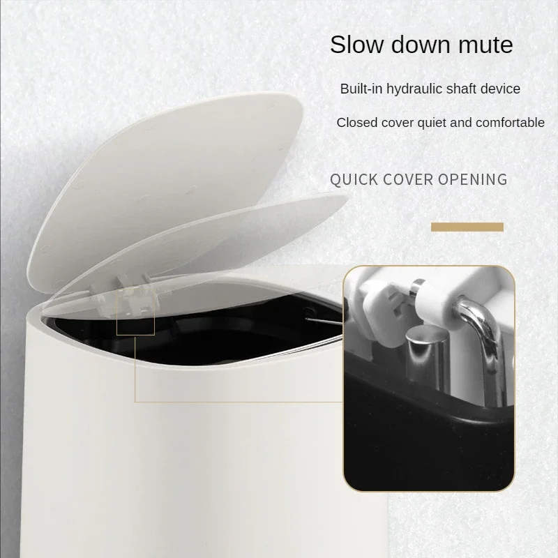 

Kitchen Home Household Wastebasket Can Trash Plastic Supplies Bathroom Room Pedal Bin Trash Creative Office Round Living