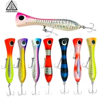 wh large gt popper wood lure 120g 22cm topwater fishing lure bluefish tuna with treble hook sea fishing strong temptation bait