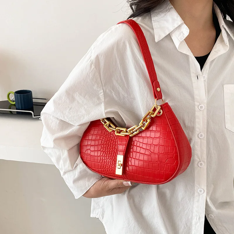 

Versatile crocodile pattern underarm chain women's bag 2023 spring fashion high sense hand bill of lading shoulder handbag
