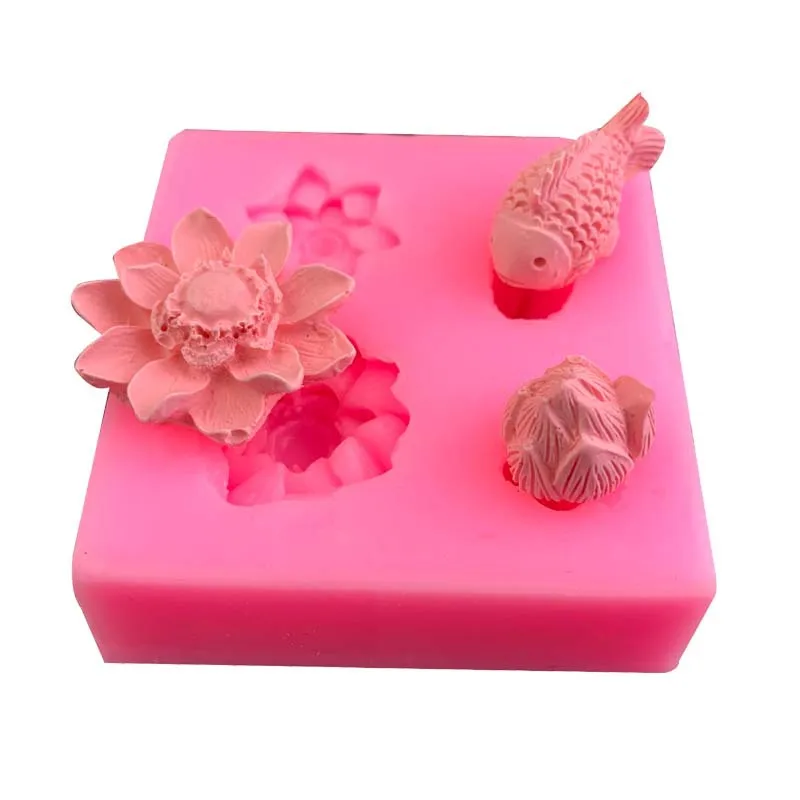 

Lotus Lotus Carp Silicone Mold Chocolate Mold Handmade Gypsum Drip Glue Decorative Flower Ornament Mold