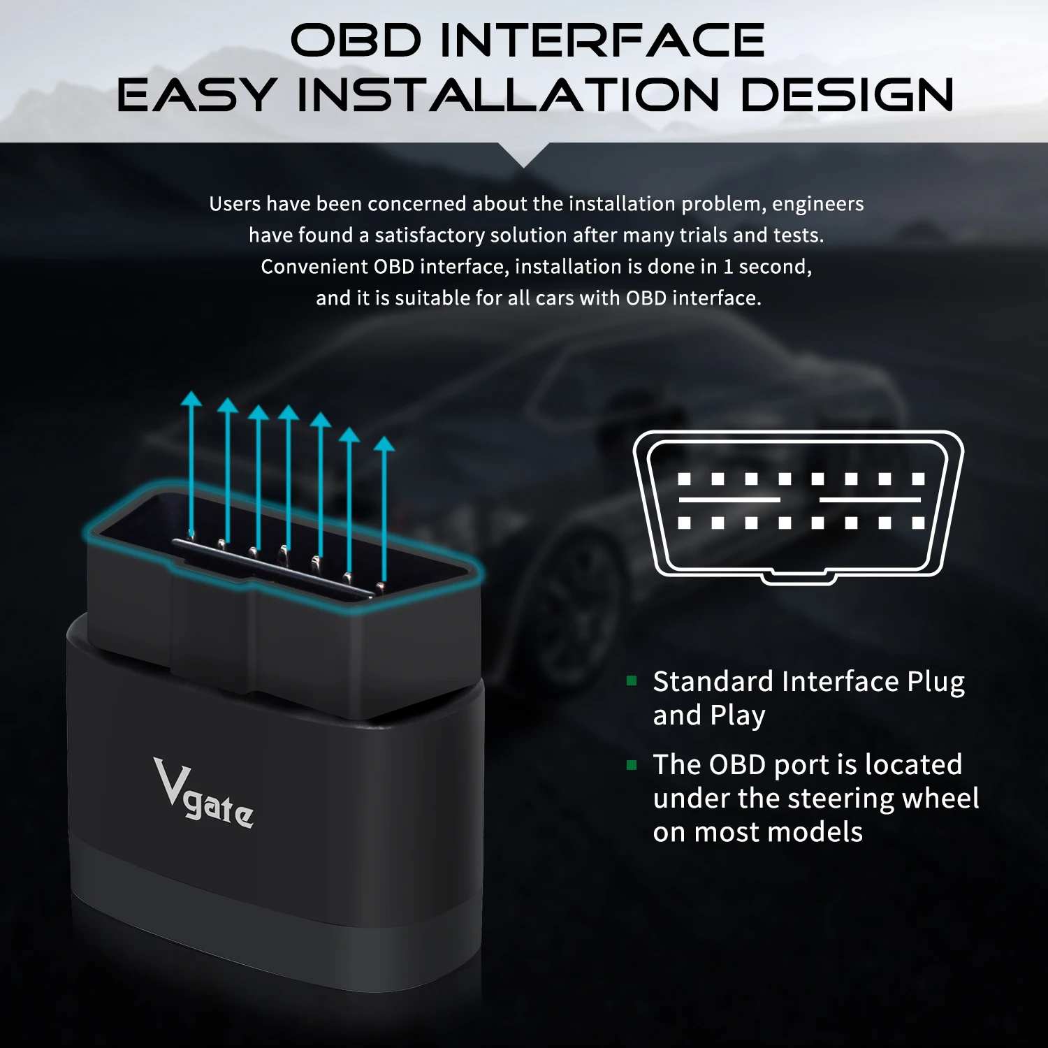 Диагностический инструмент Vgate iCar Pro 2S OBD2 быстрый Bluetooth 5 3 16-контактный адаптер