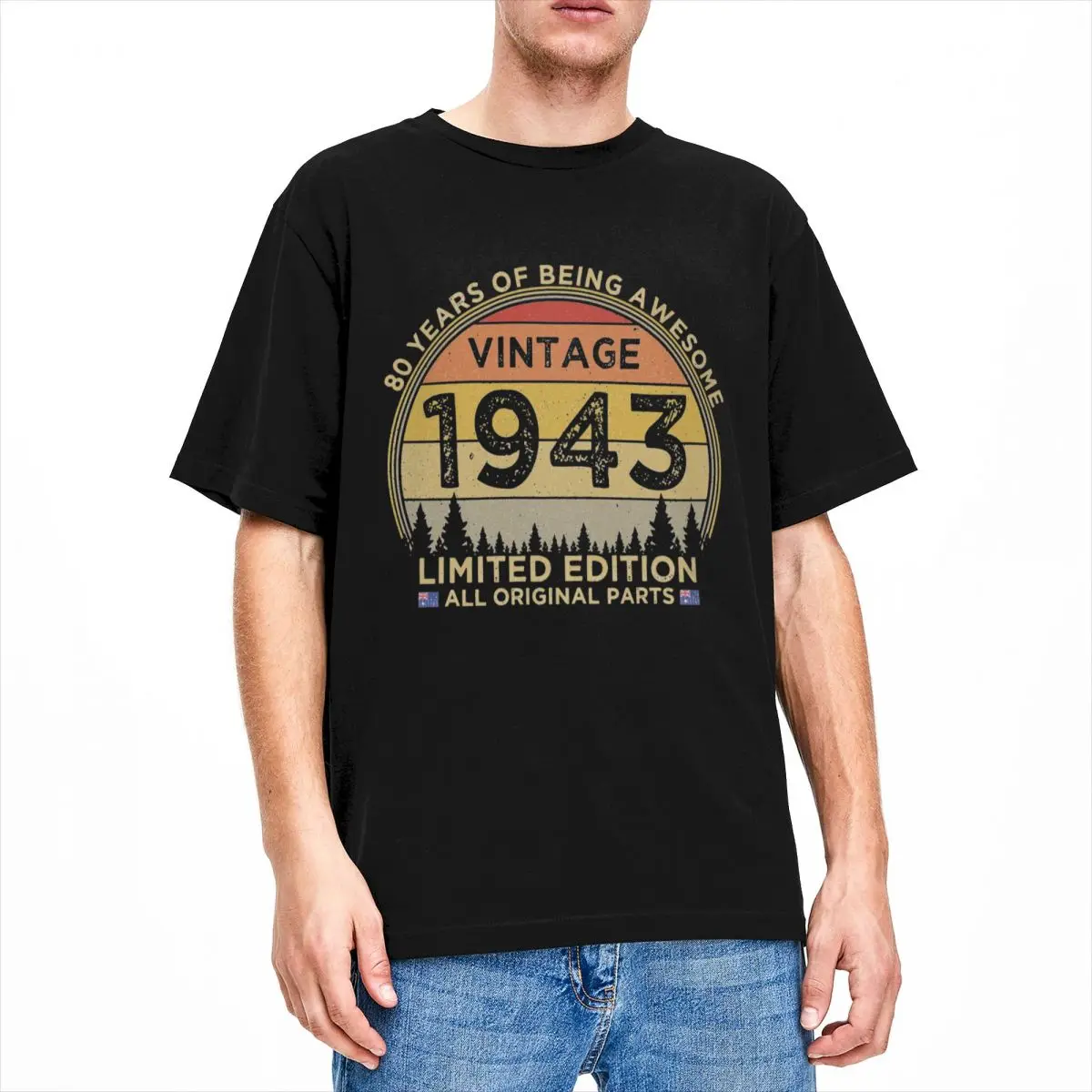 

Funny 80th Birthday 1943 T-Shirts Men Women's Round Neck Pure Cotton Vintage Short Sleeve Tees Party Clothes