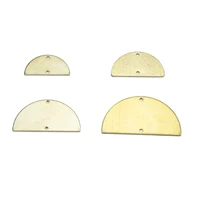 10pcs raw brass semicircle connectors half round with 2 holes pendant charms earring findings supplies disc for stamping making