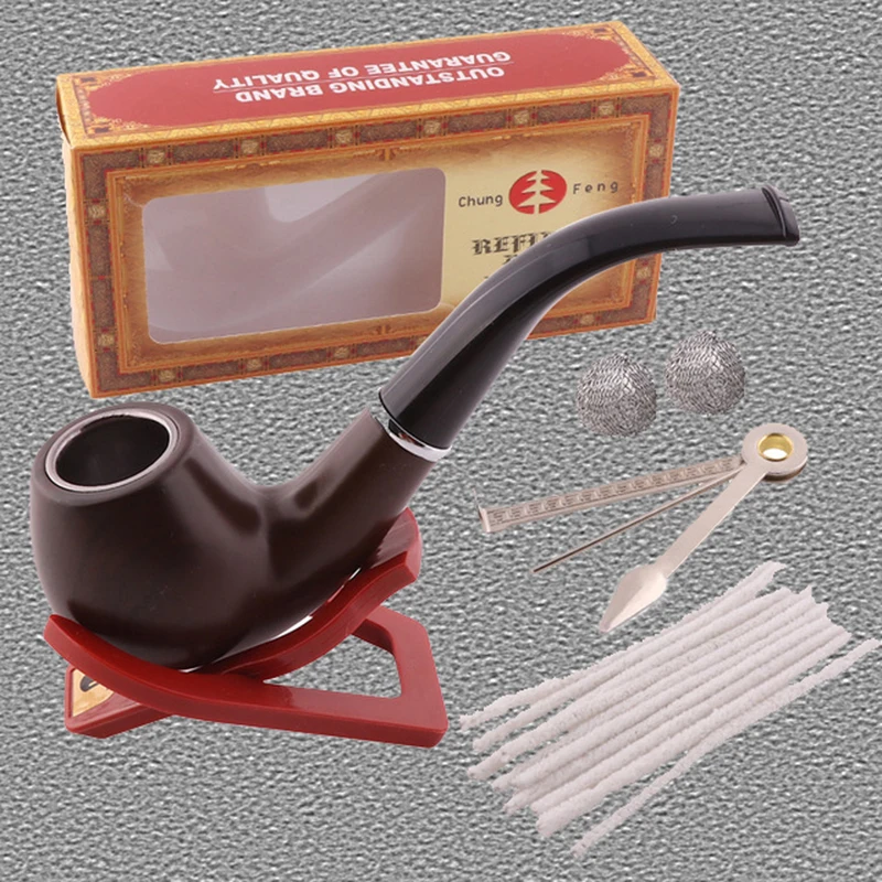 

Smoking Pipe Filter Resin Smoking Tobacco Pipe Set with Pipe Holder Cleaning Stick Classic Smoking Weed Accessories