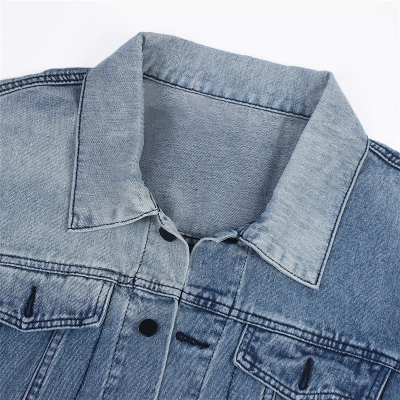 Женская джинсовая куртка в стиле пэчворк повседневная винтажная с длинным