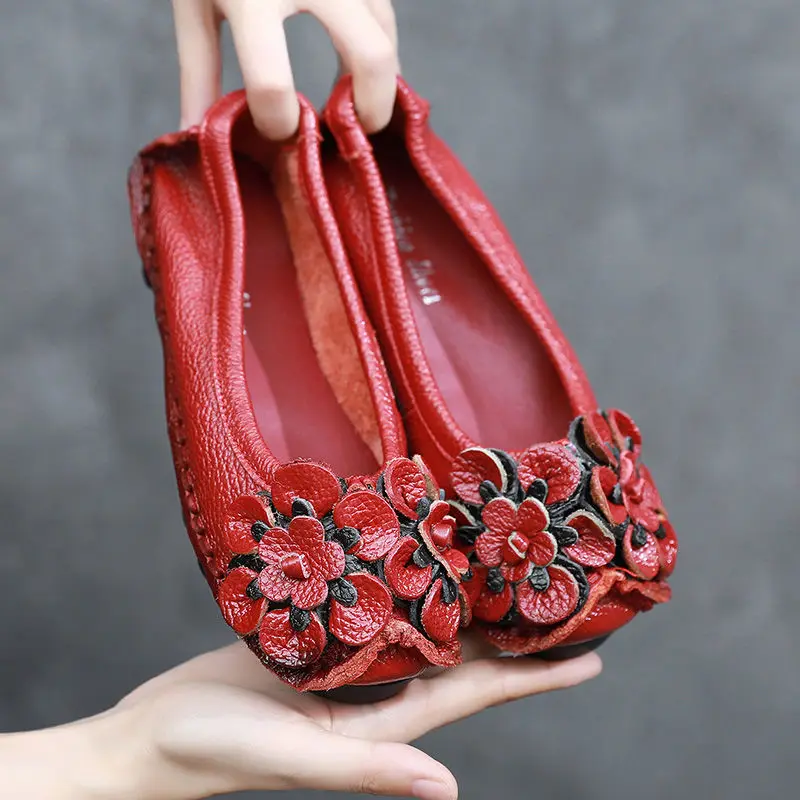 Green Loafers Women's Shoes 2023 New Arrivals Ladies Ballet Flats Genuine Leather Shoes Woman Soft Moccasins Flat Walking Shoes