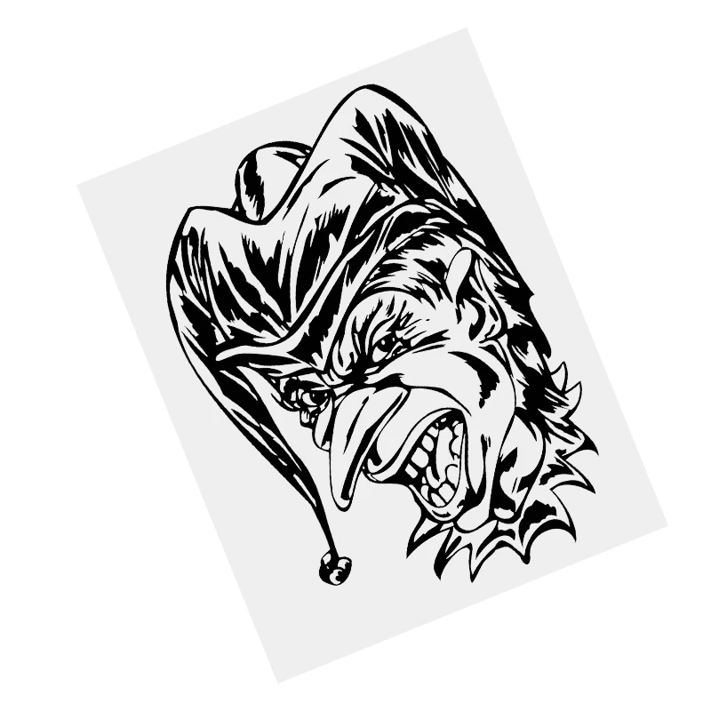 

11703# Clown Jester V3 Self-adhesive Car Sticker Black Vinyl Decal Waterproof Decors for Motorcycle Bumper Transparent BG