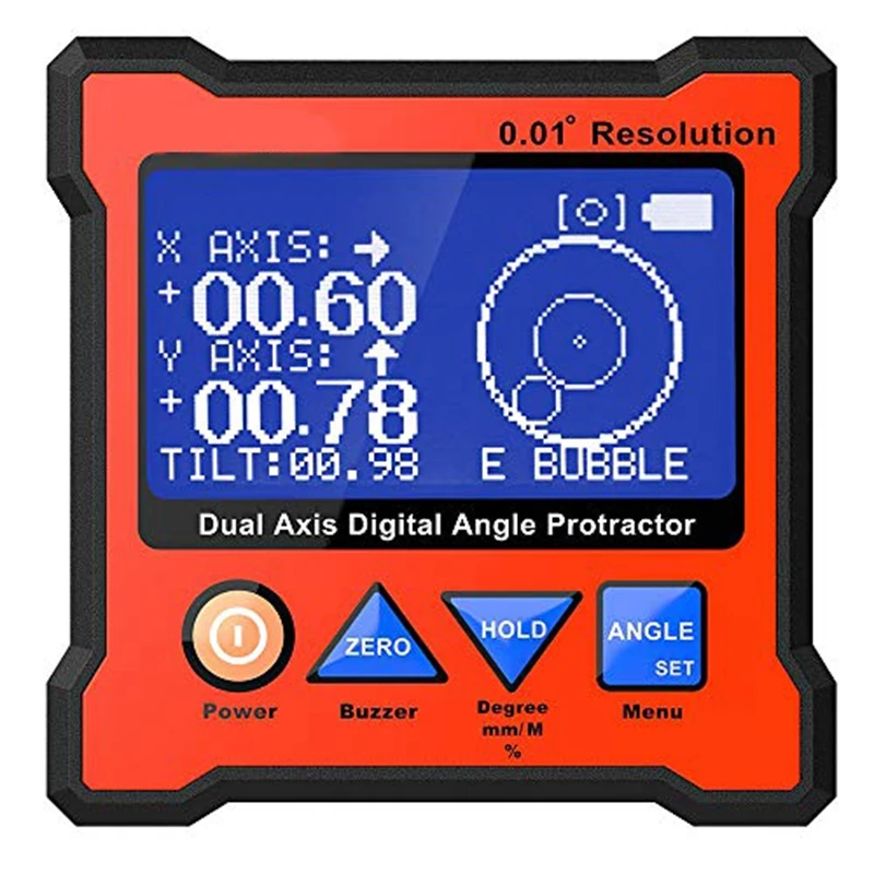 

DXL360S Digital Angle Finder GYRO + Gravity 2 In 1 LCD Protractor Inclinometer Dual Axis Level Box 0.01°Resolution Easy To Use