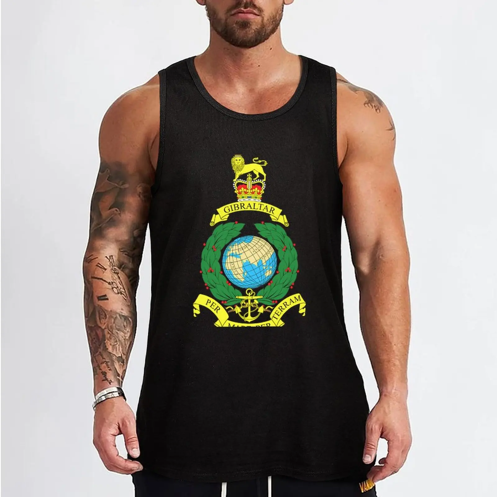 Фото Royal Marines Per Mare Per Terram Insignia Tank Top Мужская футболка Мужские футболки №2