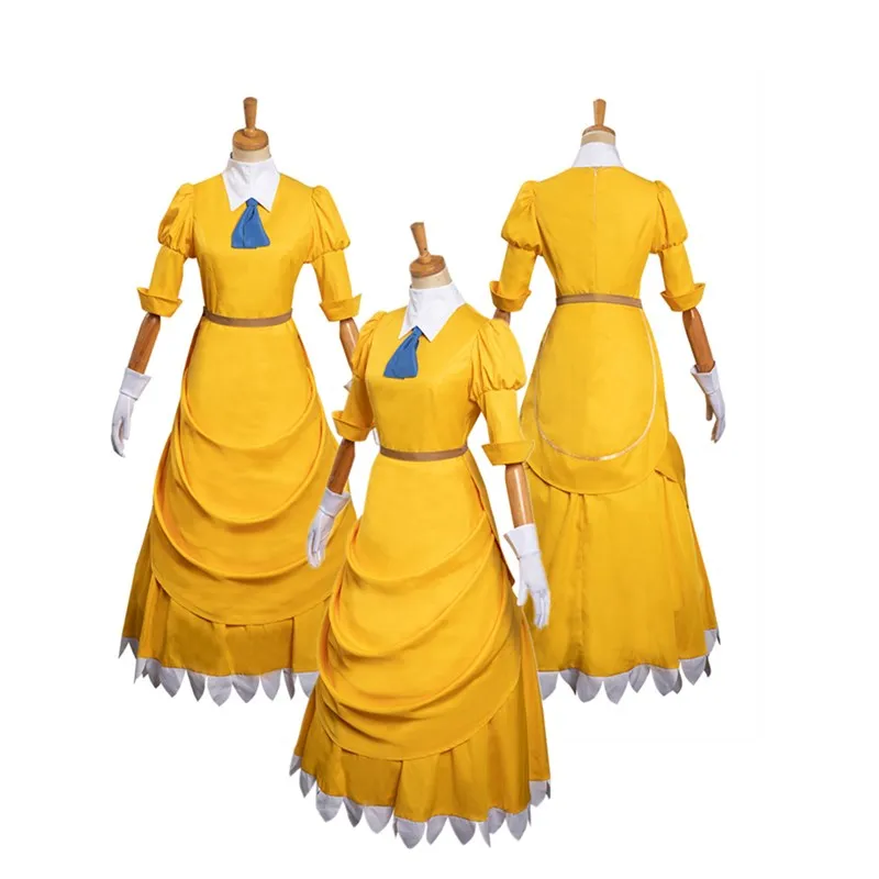 

Костюм для косплея тарзан джейн из фильма для женщин и девушек, желтое длинное платье, наряды на хэллоуин, карнавал, фотокостюм