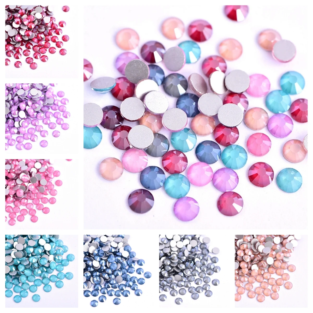 

Glass Crystal Flat bottom Mocha Nail Drill Silver-Plated DIY Mobile Phone Case Rhinestone Loose Beads Jewelry Nail Accessories