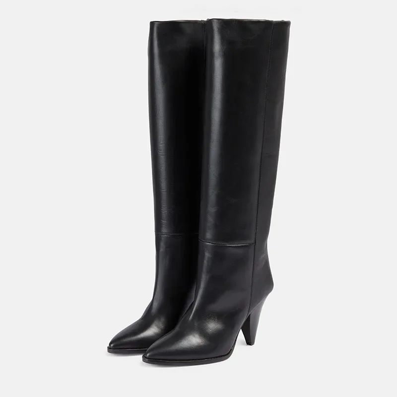 Arden Furtado/2024 осенне-зимние женские сапоги до колена из воловьей кожи с острым