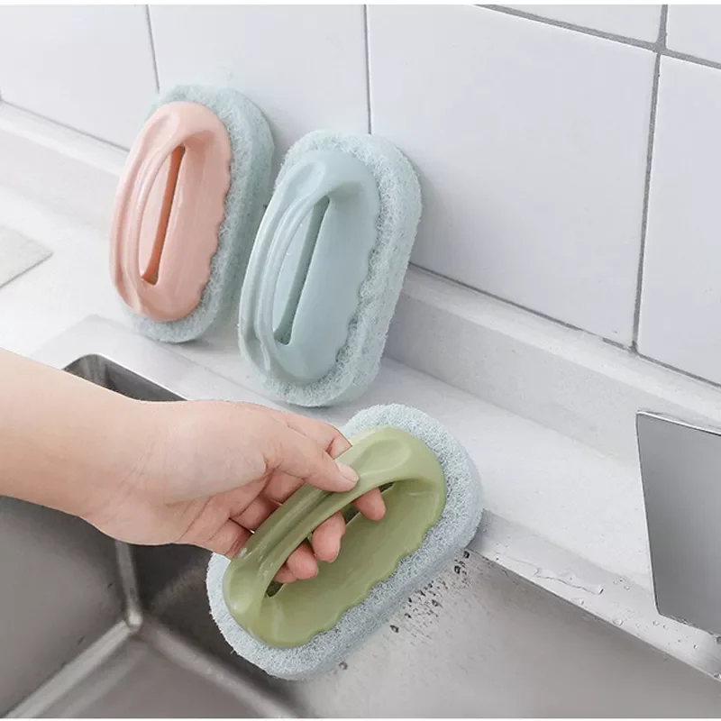 

Magic Sponge Eraser Bath Brush Cleaning Strong Decontamination Tiles Brush Wash Pot Accessories For Kitchen Bathroom Cleaning