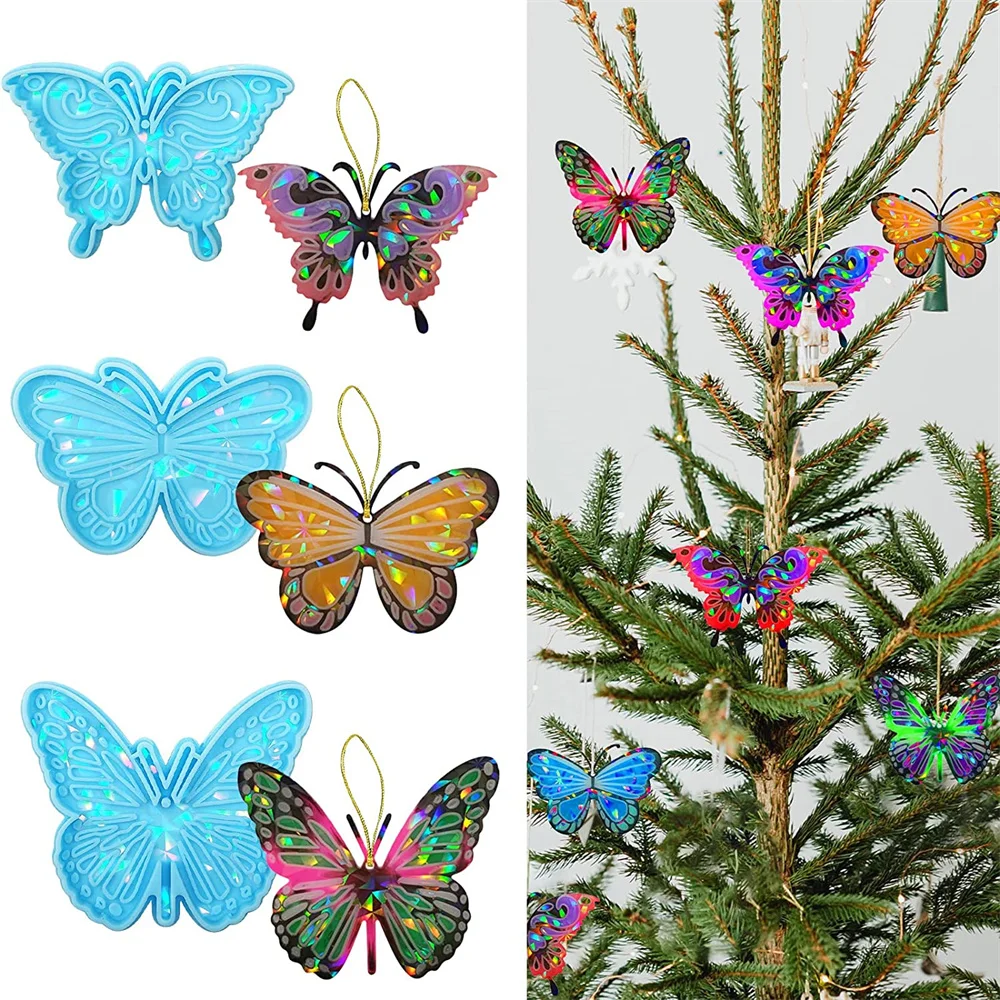 

Голографическая силиконовая форма «сделай сам» с лазерной подвеской-бабочкой из эпоксидной смолы