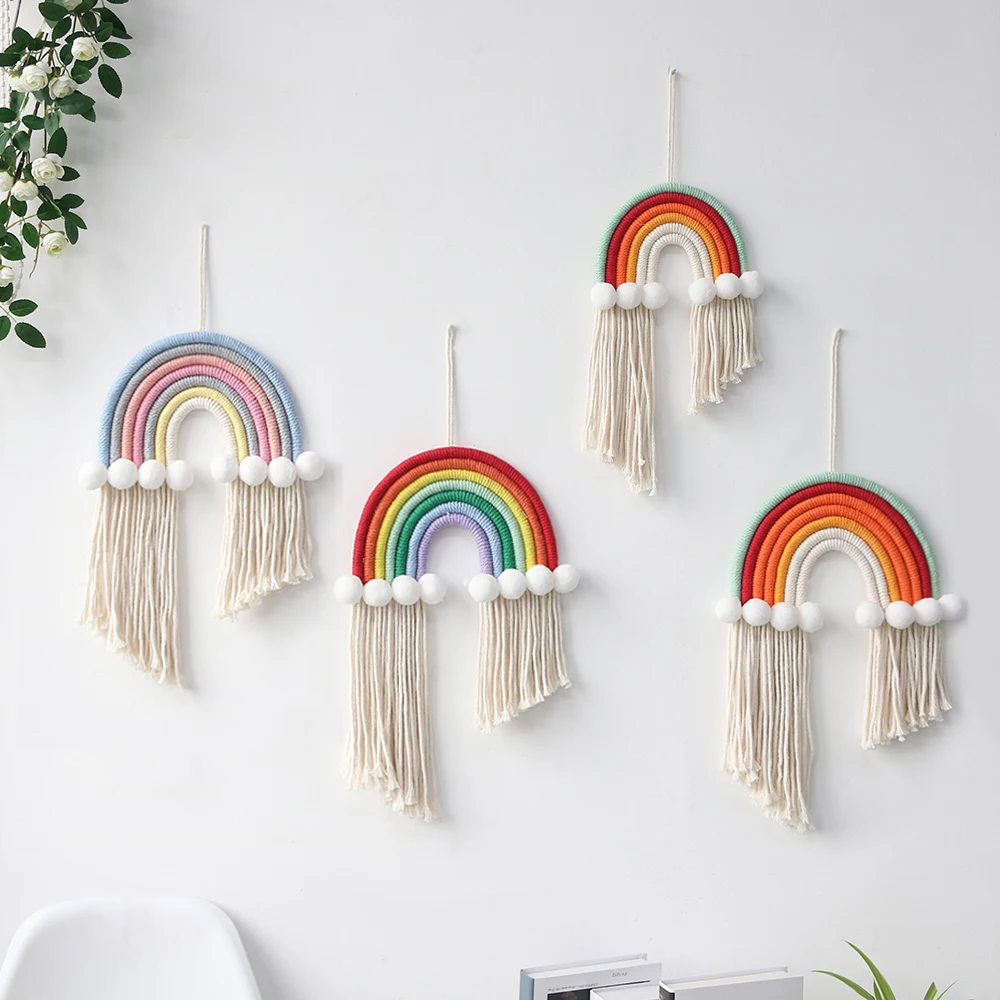 

Kawaii Tapestry Aesthetic Room Decor Macrame Rainbow Bedroom Wall Hanging Cute Babyroom Nursery Decoration Christmas Ornaments